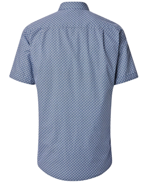 REDMOND Kurzarmhemd blau Schägkaro Print Casual Comfort Fit